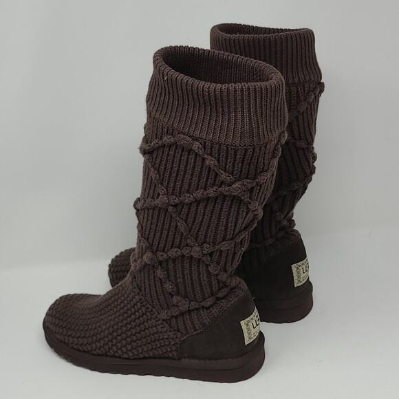 UGG Cardy Knit Brown Mid Boots Size 6 - Picture 5 of 8